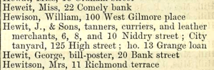  1873: Janet Hewit and her sons owned various business premises as well as rental properties.