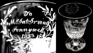 glass goblet engraved irving
