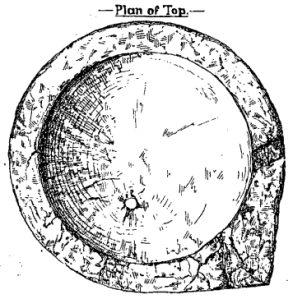 Sketch of basin dug up in 1887 at the Penny Well site.