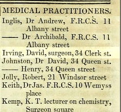 David Irving in an 1834 street directory.