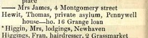 Pennywell House listed in an 1844 directory.