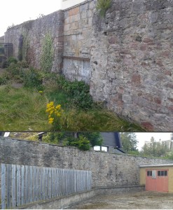 old terrace retaining wall