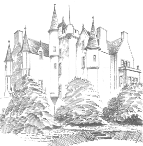 View from south-west in about 1890. Follow the battlements if you want to compare it with the 1825 drawing.